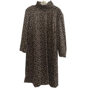 Donna Morgan Leopard Animal Print Pattern Long Sleeve Dress Size 14